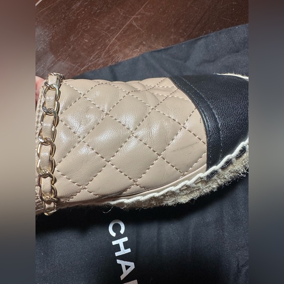 Pink/tan and black pleated pleather espadrilles size 8.5 - Picture 8 of 8